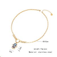 304 Stainless Steel Copper 18K Gold Plated Fashion Plating Inlay Devil's Eye Hand Of Fatima Rhinestones Bracelets Earrings Necklace main image 4