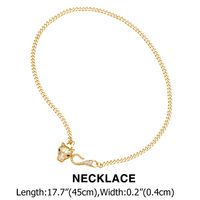 Ig Style Simple Style Leopard Head Copper Plating Inlay Zircon 18k Gold Plated Bracelets Necklace main image 2