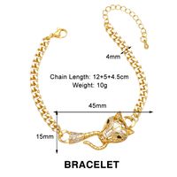 Ig Style Simple Style Leopard Head Copper Plating Inlay Zircon 18k Gold Plated Bracelets Necklace sku image 1