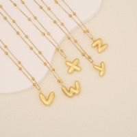 Wholesale Simple Style Letter Stainless Steel Copper Plating 18K Gold Plated Pendant Necklace main image 5