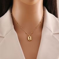 Wholesale Simple Style Letter Stainless Steel Copper Plating 18K Gold Plated Pendant Necklace sku image 2