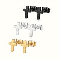 3 Pairs Retro Solid Color Plating Stainless Steel Ear Studs main image 1