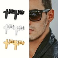 3 Pairs Retro Solid Color Plating Stainless Steel Ear Studs main image 4