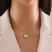 Wholesale Simple Style Letter Stainless Steel Copper Plating 18K Gold Plated Pendant Necklace sku image 8