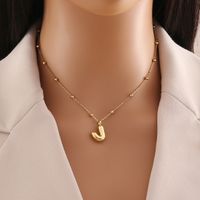 Wholesale Simple Style Letter Stainless Steel Copper Plating 18K Gold Plated Pendant Necklace sku image 10