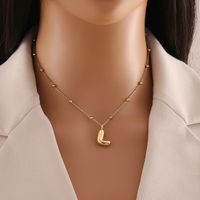 Wholesale Simple Style Letter Stainless Steel Copper Plating 18K Gold Plated Pendant Necklace sku image 12