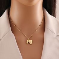 Wholesale Simple Style Letter Stainless Steel Copper Plating 18K Gold Plated Pendant Necklace sku image 13