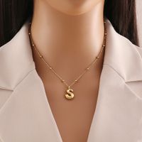Wholesale Simple Style Letter Stainless Steel Copper Plating 18K Gold Plated Pendant Necklace sku image 16