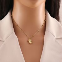 Wholesale Simple Style Letter Stainless Steel Copper Plating 18K Gold Plated Pendant Necklace sku image 17