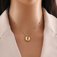 Wholesale Simple Style Letter Stainless Steel Copper Plating 18K Gold Plated Pendant Necklace sku image 18