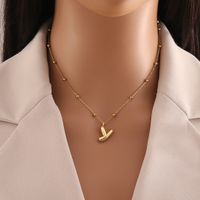 Wholesale Simple Style Letter Stainless Steel Copper Plating 18K Gold Plated Pendant Necklace sku image 22