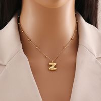 Wholesale Simple Style Letter Stainless Steel Copper Plating 18K Gold Plated Pendant Necklace sku image 23