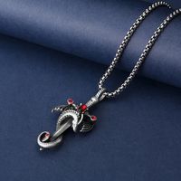 Retro Solid Color Stainless Steel Men's Pendant Necklace sku image 1
