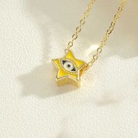 Simple Style Pentagram Devil's Eye Copper Enamel Plating 14k Gold Plated Pendant Necklace main image 3