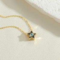 Simple Style Pentagram Devil's Eye Copper Enamel Plating 14k Gold Plated Pendant Necklace main image 5