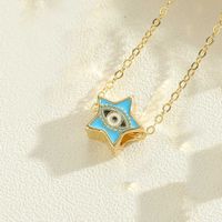 Simple Style Pentagram Devil's Eye Copper Enamel Plating 14k Gold Plated Pendant Necklace main image 4