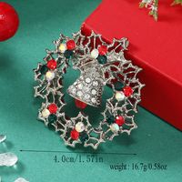 Christmas Bow Knot Bell Snowflake Alloy Plating Inlay Rhinestones Unisex Brooches 1 Piece sku image 2