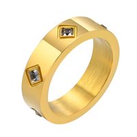 304 Stainless Steel 18K Gold Plated Classic Style Plating Inlay Rhombus Zircon Rings main image 9
