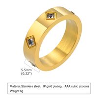 304 Stainless Steel 18K Gold Plated Classic Style Plating Inlay Rhombus Zircon Rings main image 2