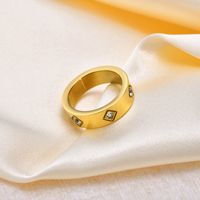 304 Stainless Steel 18K Gold Plated Classic Style Plating Inlay Rhombus Zircon Rings main image 6