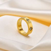 304 Stainless Steel 18K Gold Plated Classic Style Plating Inlay Rhombus Zircon Rings main image 5