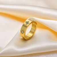 304 Stainless Steel 18K Gold Plated Classic Style Plating Inlay Rhombus Zircon Rings main image 1