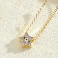 Simple Style Pentagram Devil's Eye Copper Enamel Plating 14k Gold Plated Pendant Necklace sku image 8