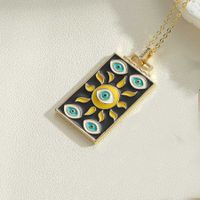 Fashion Round Devil's Eye Rectangle Copper Enamel Plating 14k Gold Plated Pendant Necklace main image 6