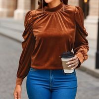 Women's Blouse Long Sleeve Blouses Elegant Classic Style Solid Color main image 3