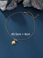 304 Stainless Steel 14K Gold Plated Simple Style Toggle Plating Round Pendant Necklace main image 3