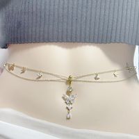 IG Style Simple Style Heart Shape Butterfly 316 Stainless Steel  Alloy Copper Plating Butterfly Inlay Rhinestones Zircon White Gold Plated Gold Plated Women's Waist Chain main image 8