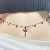 IG Style Simple Style Heart Shape Butterfly 316 Stainless Steel  Alloy Copper Plating Butterfly Inlay Rhinestones Zircon White Gold Plated Gold Plated Women's Waist Chain main image 6