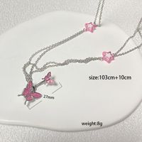 IG Style Simple Style Heart Shape Butterfly 316 Stainless Steel  Alloy Copper Plating Butterfly Inlay Rhinestones Zircon White Gold Plated Gold Plated Women's Waist Chain sku image 2