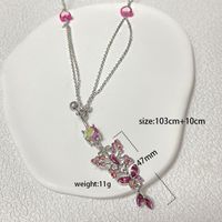 IG Style Simple Style Heart Shape Butterfly 316 Stainless Steel  Alloy Copper Plating Butterfly Inlay Rhinestones Zircon White Gold Plated Gold Plated Women's Waist Chain sku image 3