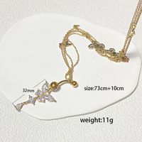 IG Style Simple Style Heart Shape Butterfly 316 Stainless Steel  Alloy Copper Plating Butterfly Inlay Rhinestones Zircon White Gold Plated Gold Plated Women's Waist Chain sku image 14