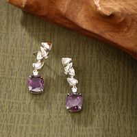 1 Pair Lady Geometric Plating Inlay Alloy Artificial Gemstones White Gold Plated Drop Earrings main image 8