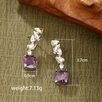 1 Pair Lady Geometric Plating Inlay Alloy Artificial Gemstones White Gold Plated Drop Earrings main image 10