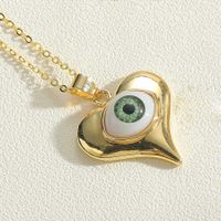 Einfacher Stil Teufels Auge Herzform Kupfer Emaille Überzug 14 Karat Vergoldet Halskette Mit Anhänger main image 3