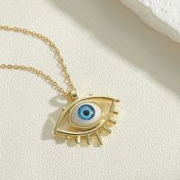 Simple Style Devil's Eye Heart Shape Copper Enamel Plating 14k Gold Plated Pendant Necklace main image 5