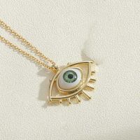 Simple Style Devil's Eye Heart Shape Copper Enamel Plating 14k Gold Plated Pendant Necklace sku image 5