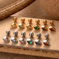 1 Piece Ear Cartilage Rings & Studs Simple Style Classic Style Rhombus 316 Stainless Steel  Copper Plating Inlay Zircon main image 4