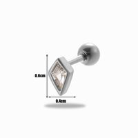 1 Piece Ear Cartilage Rings & Studs Simple Style Classic Style Rhombus 316 Stainless Steel  Copper Plating Inlay Zircon sku image 1