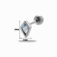 1 Piece Ear Cartilage Rings & Studs Simple Style Classic Style Rhombus 316 Stainless Steel  Copper Plating Inlay Zircon sku image 2