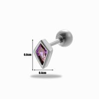1 Piece Ear Cartilage Rings & Studs Simple Style Classic Style Rhombus 316 Stainless Steel  Copper Plating Inlay Zircon sku image 5