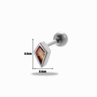 1 Piece Ear Cartilage Rings & Studs Simple Style Classic Style Rhombus 316 Stainless Steel  Copper Plating Inlay Zircon sku image 6