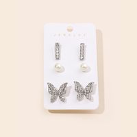 1 Set Lady Butterfly Plating Inlay Alloy Rhinestones Ear Studs main image 2