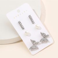 1 Set Lady Butterfly Plating Inlay Alloy Rhinestones Ear Studs main image 3