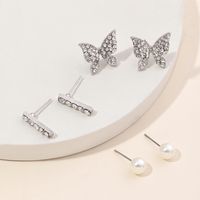 1 Set Lady Butterfly Plating Inlay Alloy Rhinestones Ear Studs main image 1