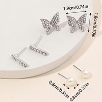1 Set Lady Butterfly Plating Inlay Alloy Rhinestones Ear Studs main image 4