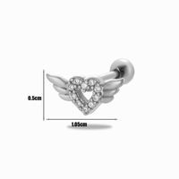 1 Piece Ear Cartilage Rings & Studs Simple Style Classic Style Heart Shape Wings Flower 316 Stainless Steel  Copper Plating Inlay Zircon sku image 10